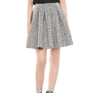 NWT Maje Gray Scuba Joye Polka Dot Pleated Skirt